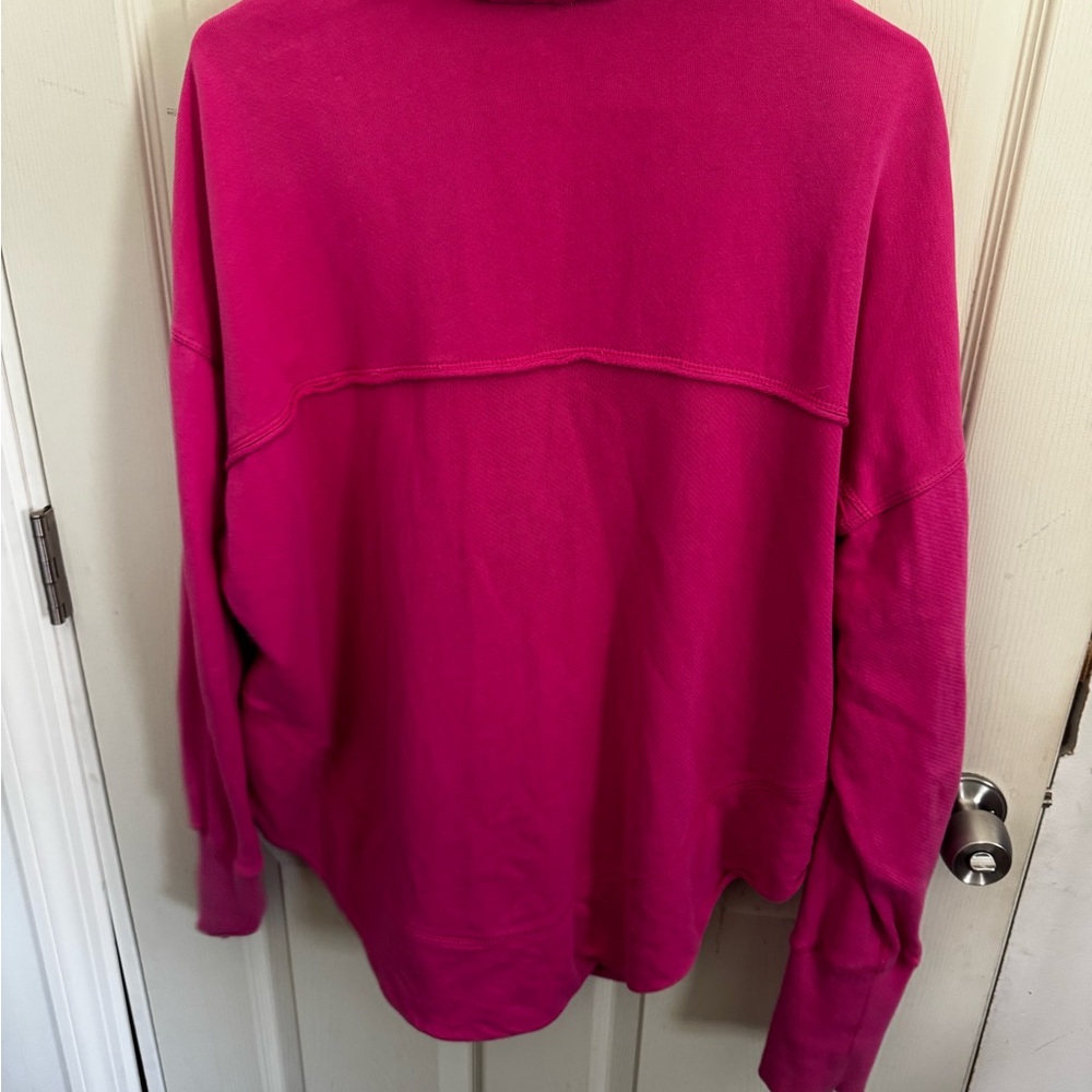 Pilcor Sweatshirt Womens L Pink Collared V Neck Grommet Eyelets Terry Pullover - Picture 7 of 14